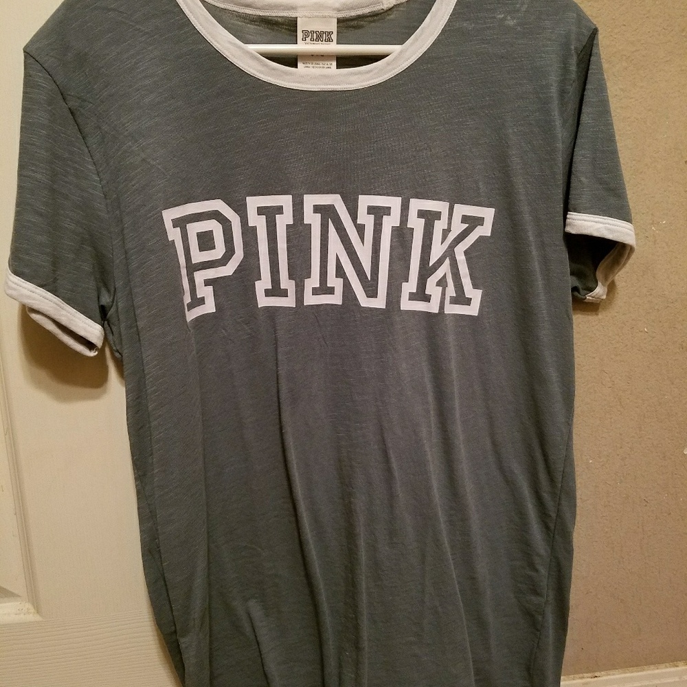 VICTORIA SECRET PINK RAGLAN TEE SZ LG